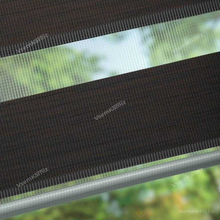 Рулонная штора LmDecor День-Ночь «Винтаж 06» Венге с комплектом алюминиевых направляющих