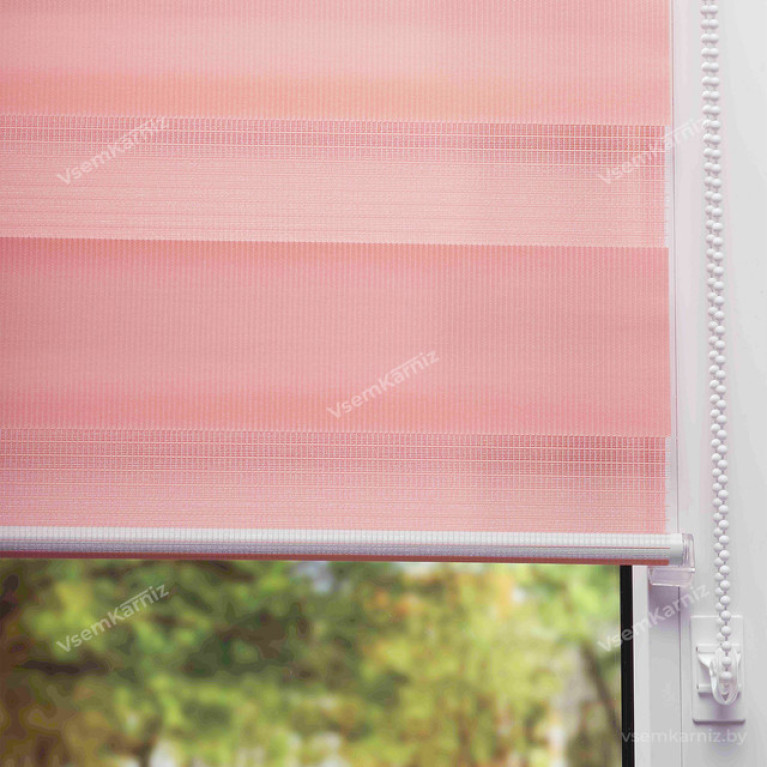 Рулонная штора LmDecor День-Ночь «Грация 05» Розовая с комплектом направляющих