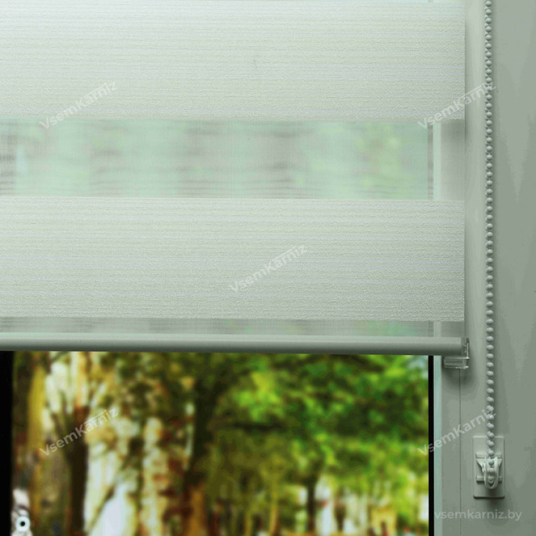 Рулонная штора LmDecor День-Ночь «Марсель 01» Белая с комплектом алюминиевых направляющих