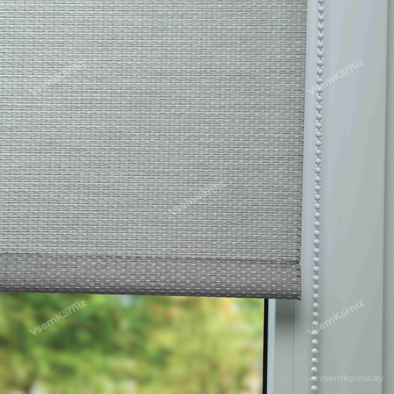Рулонная штора LmDecor «Камелия 04» серый металлик с комплектом алюминиевых направляющих