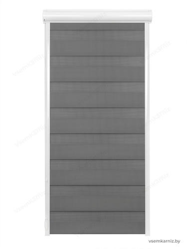 Рулонная штора LmDecor День-Ночь «Визави» Графитовая UNI 2 в алюминиевом коробе с направляющими фото 5