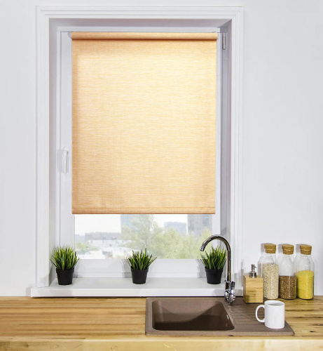 Рулонная штора LmDecor «Кантри 02» бежевая (индивидуальный размер)