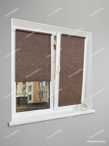 Рулонная штора LmDecor «Жаккард 28» тёмно-шоколадная (индивидуальный размер)