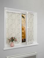 Рулонная штора LmDecor «Флауэр 02» бело-серая (индивидуальный размер)