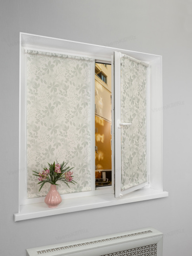 Рулонная штора LmDecor «Флауэр 02» бело-серая (индивидуальный размер)