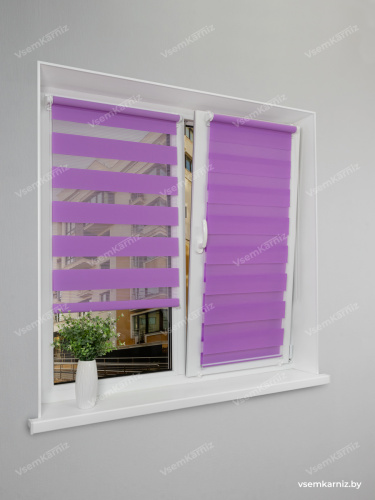 Рулонная штора LmDecor День-Ночь «Грация 22» Сиреневая (индивидуальный размер)