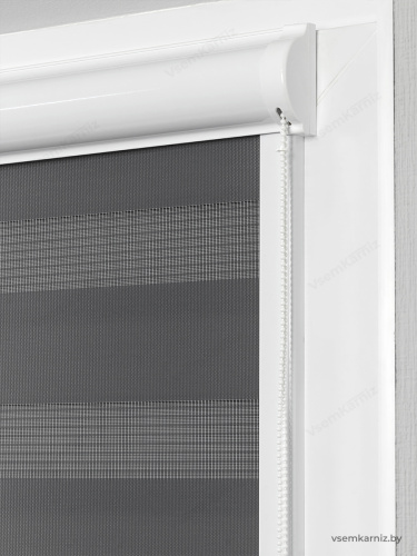 Рулонная штора LmDecor День-Ночь «Визави» Графитовая UNI 2 в алюминиевом коробе с направляющими фото 7