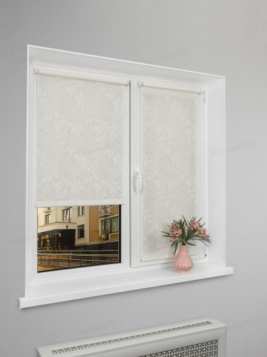 Рулонная штора LmDecor «Флауэр 01» белая с комплектом алюминиевых направляющих фото 3