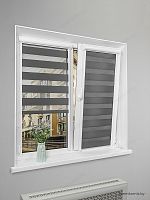 Рулонная штора LmDecor День-Ночь «Визави» Графитовая UNI 2 в алюминиевом коробе с направляющими