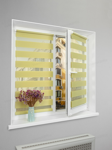 Рулонная штора LmDecor День-Ночь «Грация 08» оливковая (индивидуальный размер)