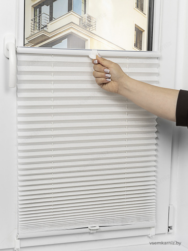 Жалюзи плиссе жаккардовые с тиснением PK 260-01 Белые фото 10