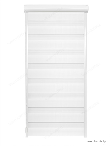 Рулонная штора LmDecor День-Ночь «Визави 03» Белая UNI 2 в алюминиевом коробе с направляющими фото 6