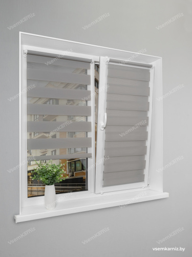 Рулонная штора LmDecor День-Ночь «Грация 17» Серая (индивидуальный размер)