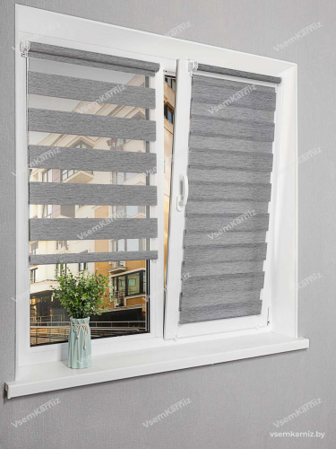 Рулонная штора LmDecor День-Ночь «Фьюжн 06» Серая (индивидуальный размер)