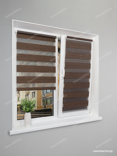 Рулонная штора LmDecor День-Ночь «Марсель 06» Шоколадный (индивидуальный размер)