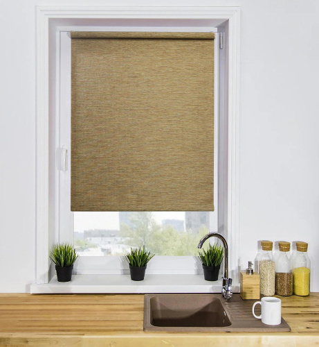 Рулонная штора LmDecor «Кантри 03» светло-коричневая (индивидуальный размер)
