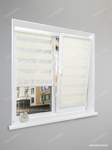 Рулонная штора LmDecor День-Ночь «Марсель 02» светло-кремовая (индивидуальный размер)