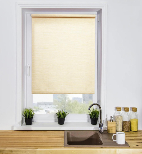 Рулонная штора LmDecor «Кантри 01» светло-бежевая (индивидуальный размер)