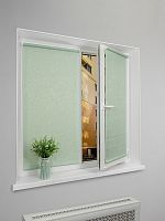 Рулонная штора LmDecor «Жаккард 22» мятный в коробе с направляющими