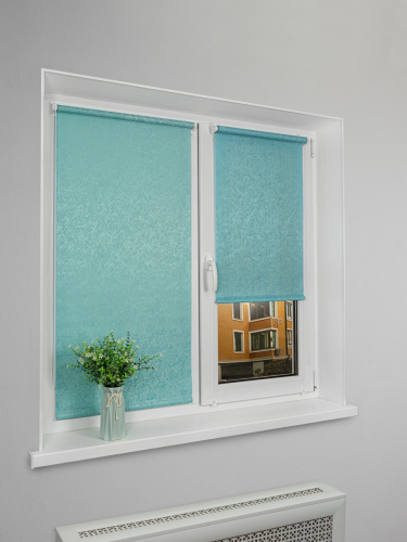 Рулонная штора LmDecor «Жаккард 18» бледно-голубая (индивидуальный размер)