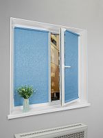 Рулонная штора LmDecor «Жаккард 06» Голубая с комплектом алюминиевых направляющих
